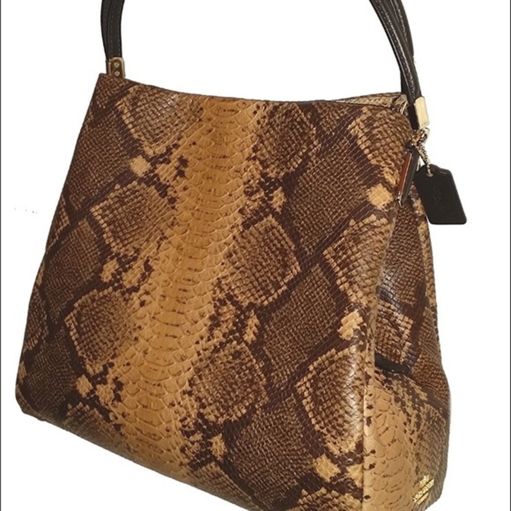 Coach Phoebe Natural Exotic Python Snake Print Leather -NWT